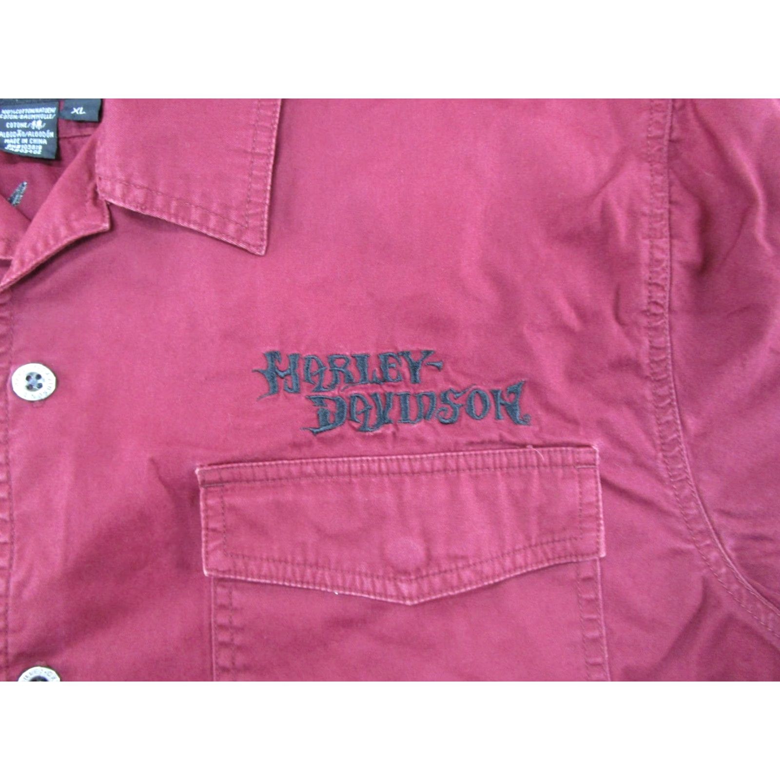 Harley Davidson Harley-Davidson Eagle Button Up Short Sleeve Embroidered Biker Mechanic Shirt XL Red Men Button-Down Collar Casual Vintage: No Size US XL / EU 56 / 4 - 4 Thumbnail