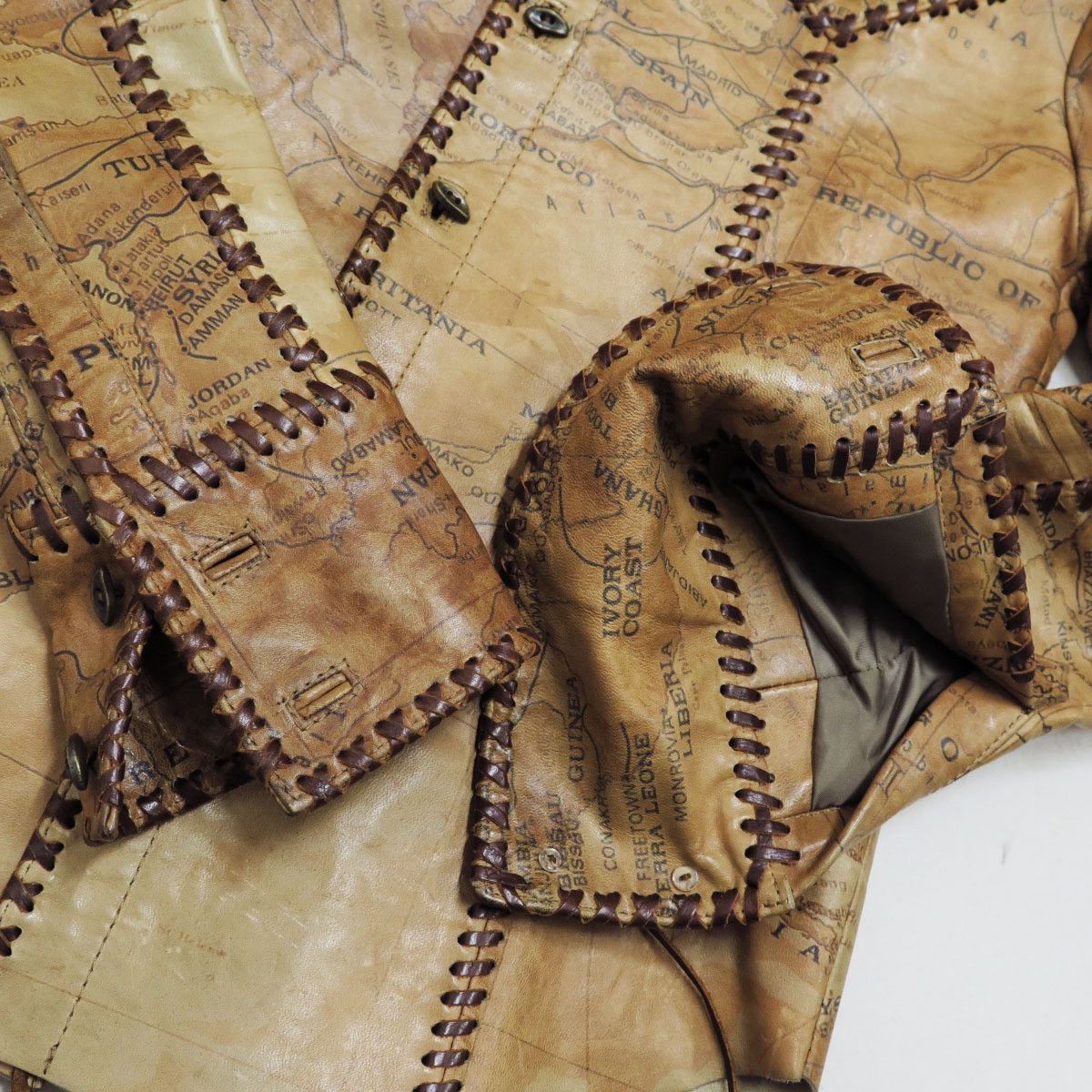 Obelisk Obelisk Ultra Rare Old Map Lamb Leather shirt jacket Size US S / EU 44-46 / 1 - 7 Thumbnail