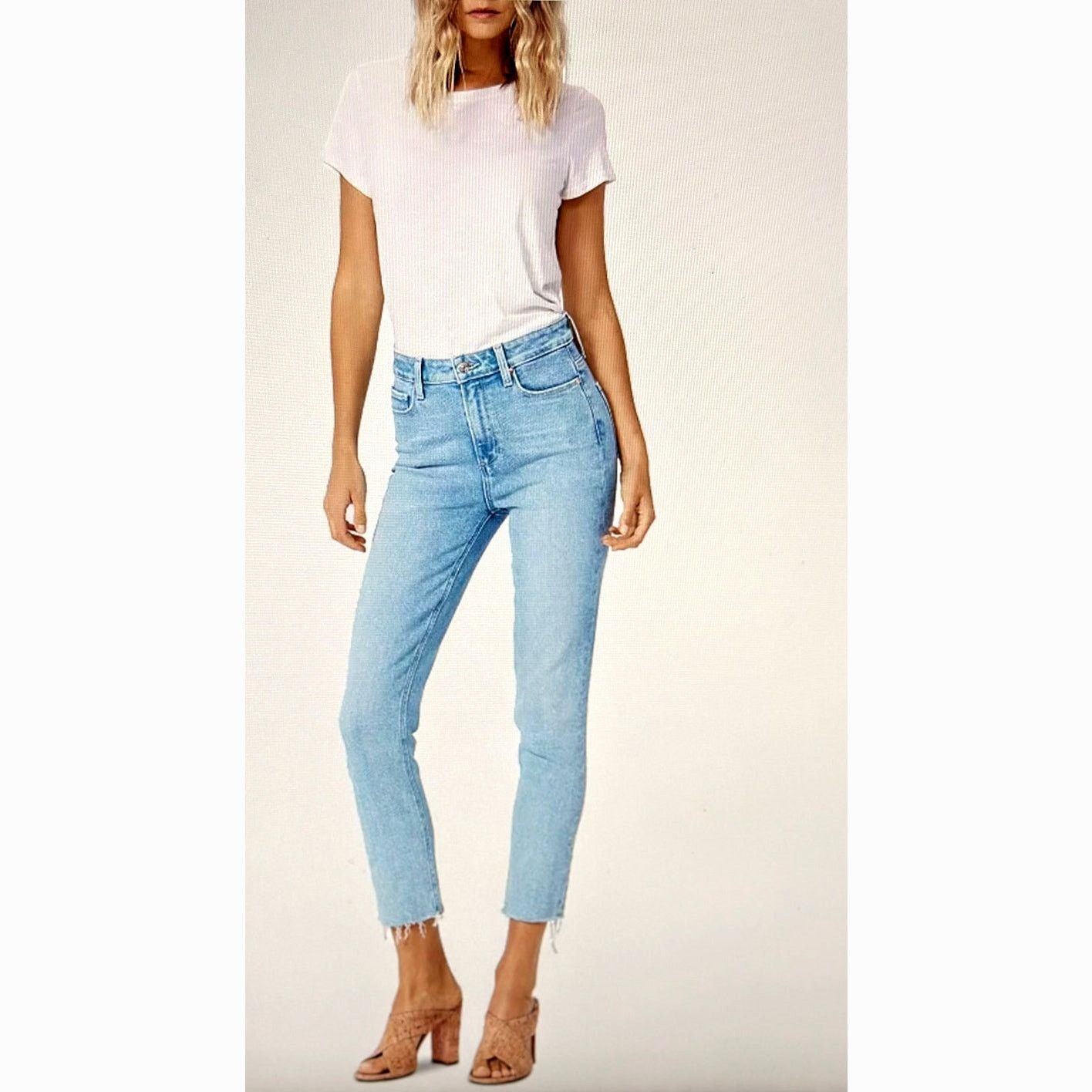 Paige Paige Cindy Raw Hem High Waist Ankle Straight Leg Jeans 32 Size 32" / US 10 / IT 46 - 2 Thumbnail
