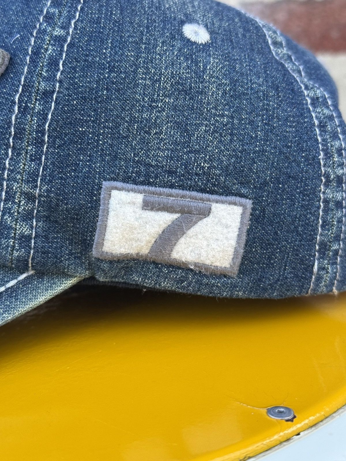Japanese Brand Vintage 2001 Lucky “Original Vintage” Denim Cap Size ONE SIZE - 9 Thumbnail