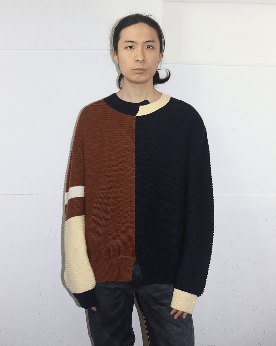 Japanese Brand Cullni AW20 Cutted Multi Color Sweater Size US S / EU 44-46 / 1 - 2 Thumbnail