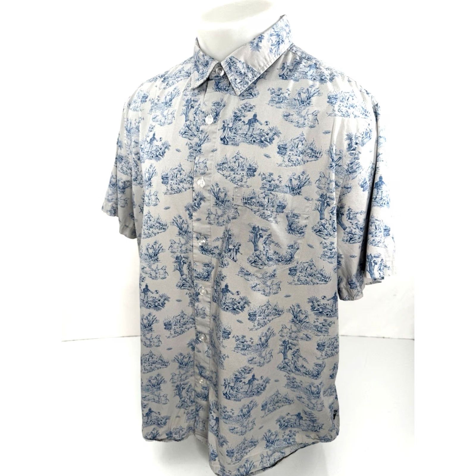 Vintage BETABRAND Shirt ALIENS ATTACKING Camp ROBOT Amish Victorians XXL / XXXL Gray / Blue Mens Size US XXL / EU 58 / 5 - 4 Thumbnail