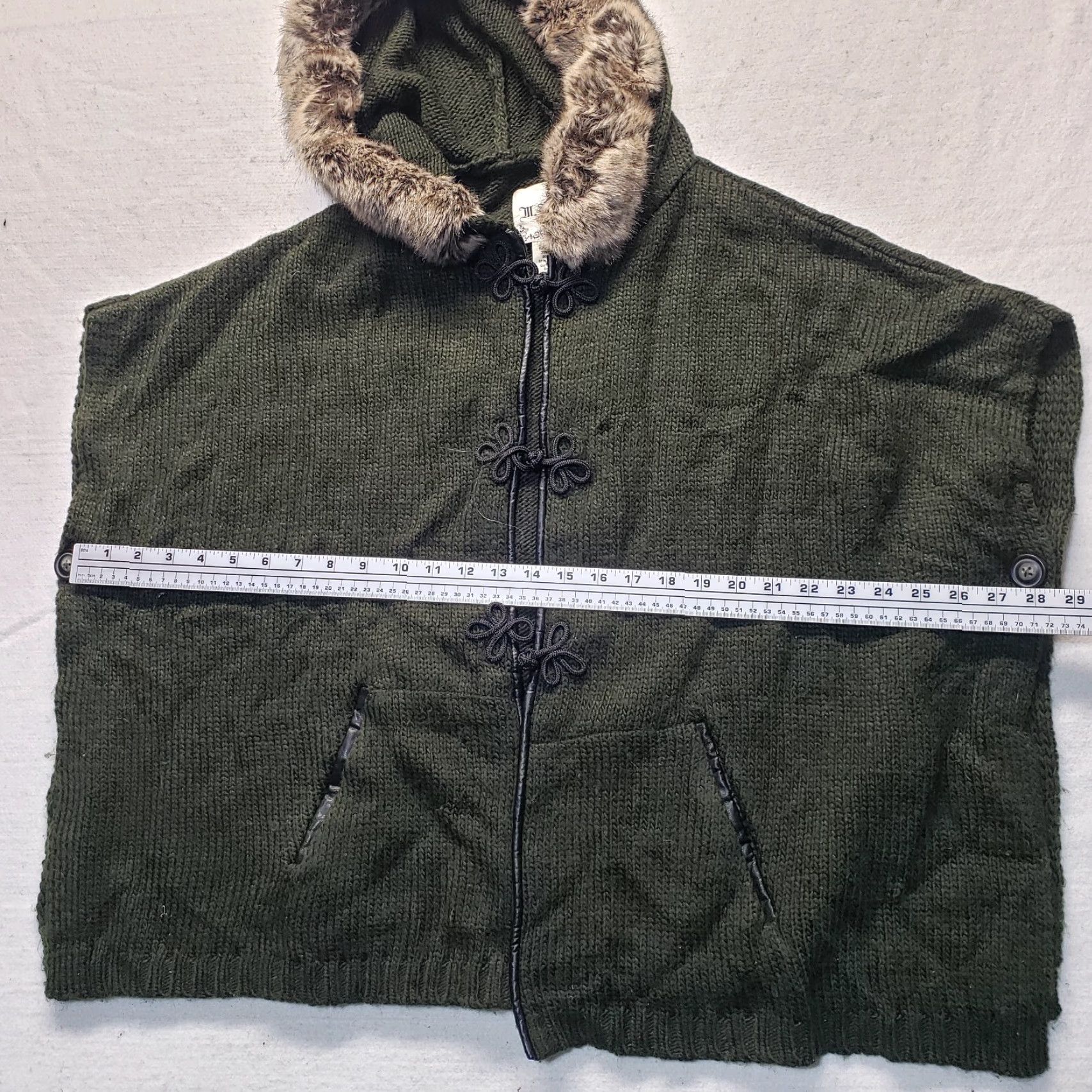 Hunter M Rena Cardigan Sweater Hooded Wool Blend Chunky-Knit Green One Size Women's Winter Sweater Size ONE SIZE - 7 Thumbnail