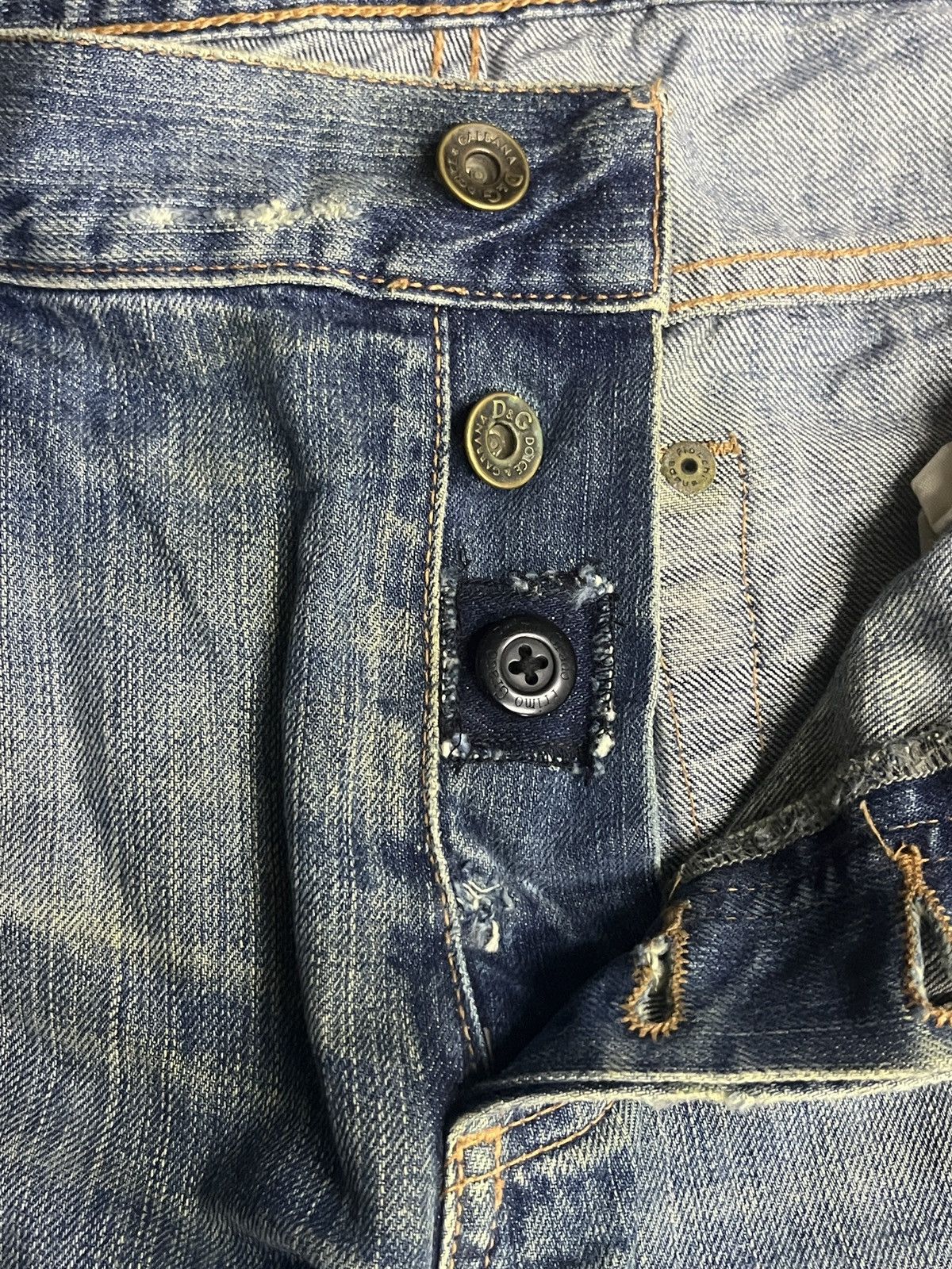 Dolce & Gabbana Vintage D&G Destroyed Mud Wash Patchwork Boro Jeans Size US 36 / EU 52 - 18 Thumbnail