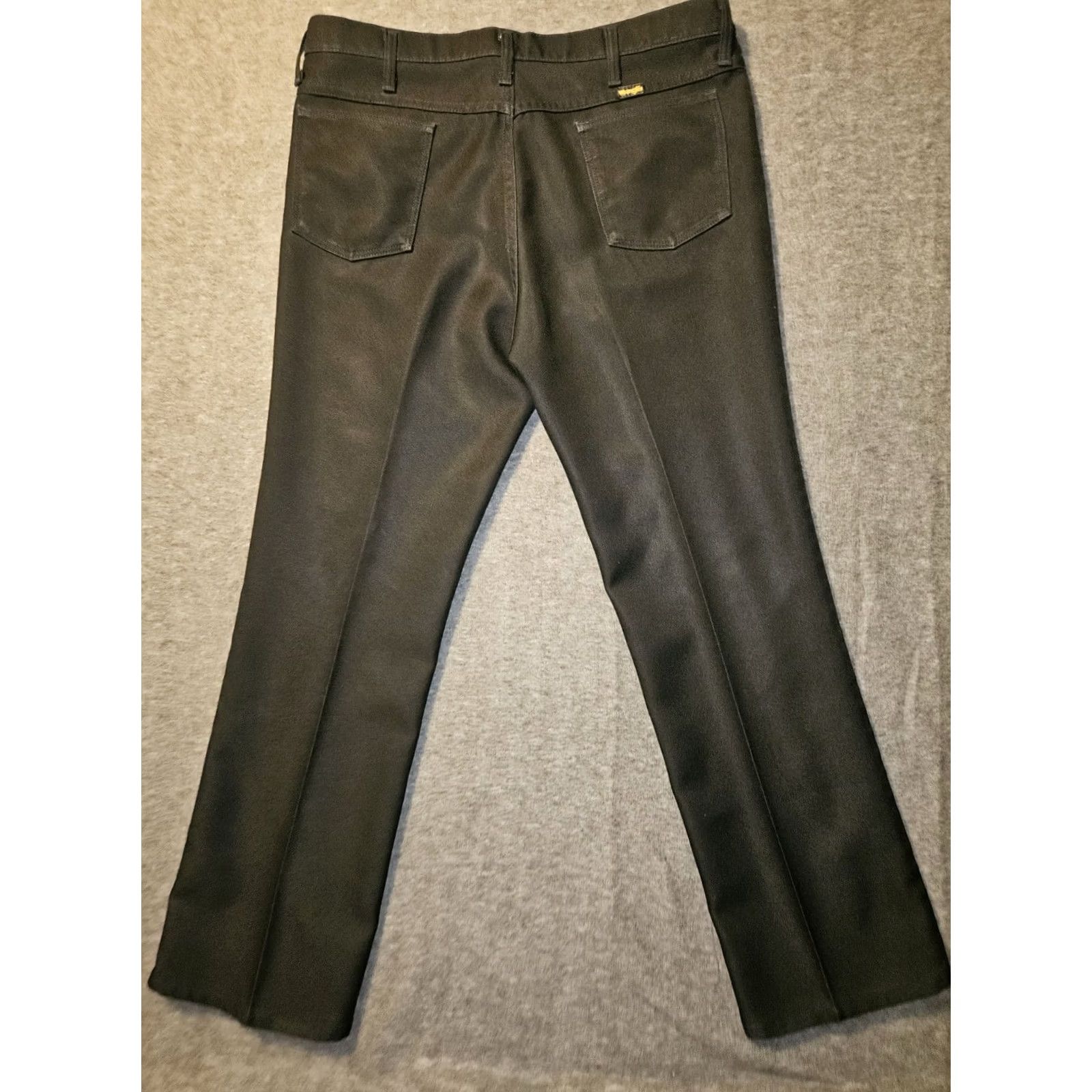 Wrangler Vintage Wrangler Polyester Pants Mens 38x32 (36x29) 82BK Black Straight USA - Stylish Cool Classic Size US 38 / EU 54 - 7 Thumbnail