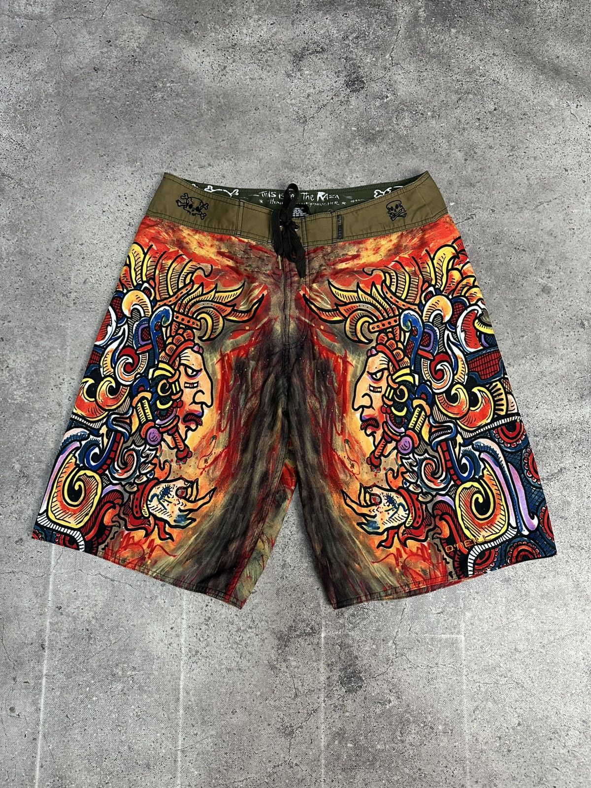 Other Vintage O’Neill La Raza Y2K All Over Print Shorts Archival Size US 33 - 1 Thumbnail