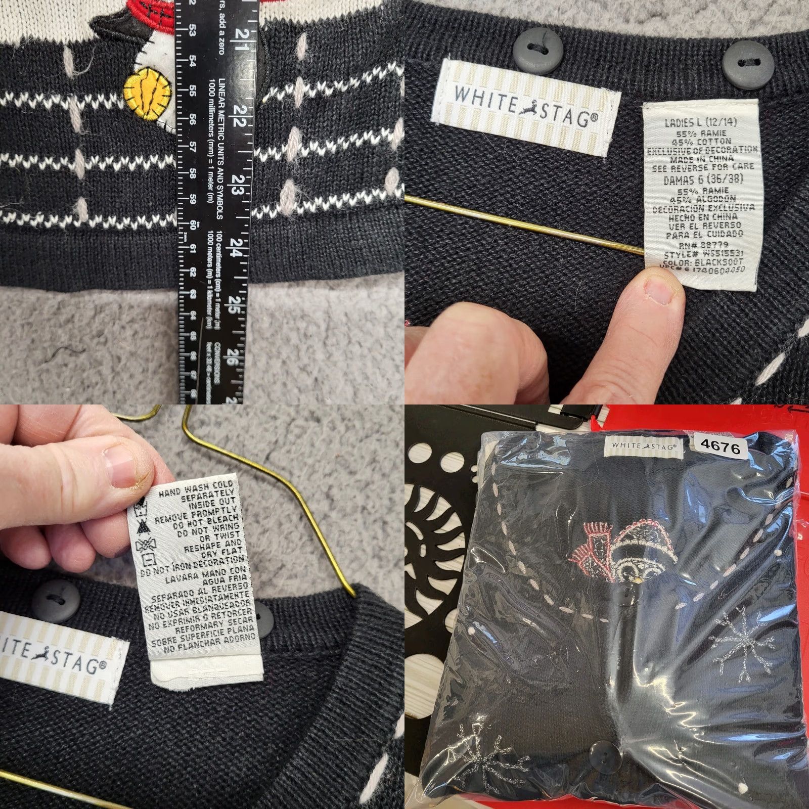 Vintage VINTAGE White Stag Cardigan Womens Large Black Winter Penguin Snowflake Knit Casual Cardigan Winter Snowflake Penguin 80s 90s Christmas Retro Size L / US 10 / IT 46 - 10 Thumbnail