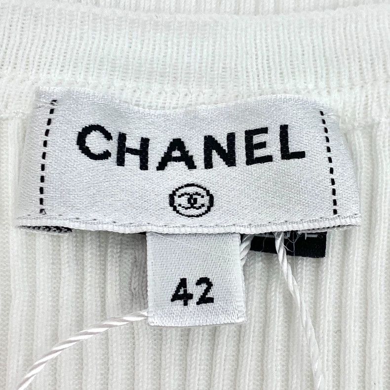 Chanel Chanel White five-pointed star lace hollow cotton round-nec Size M / US 6-8 / IT 42-44 - 6 Thumbnail