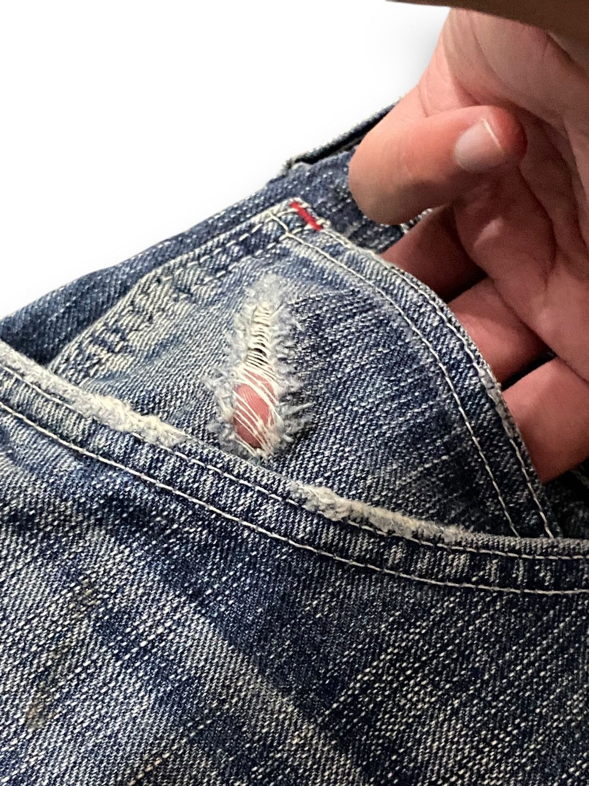 Edwin FLARE Edwin 503 Blue Trip Distressed Splash Paint Denim Size US 33 - 7 Thumbnail