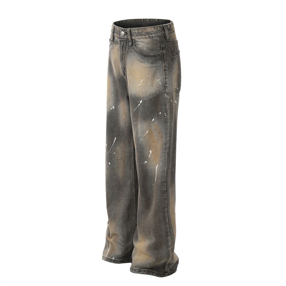 Japanese Brand × Jean Street American loose casual ink-splashed distressed jeans Size US 32 / EU 48 - 2 Thumbnail