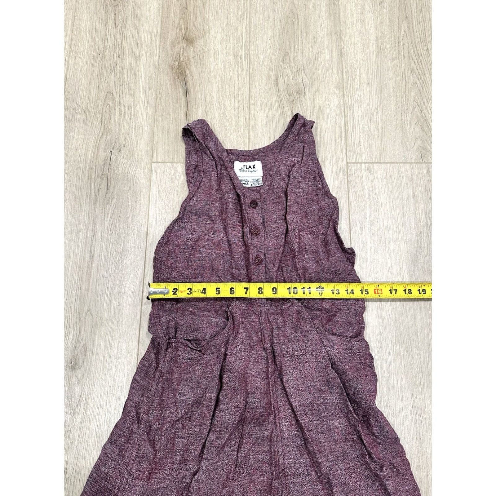 FLAX FLAX by Jeanne Engelhart Plum Linen Dress Sleeveless Button Size Small Women Long Pockets Size 28" / US 6 / IT 42 - 6 Thumbnail