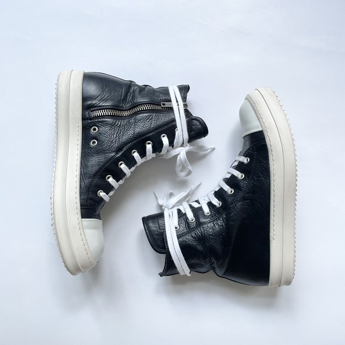 Rick Owens S/S 12 Black/Milk Leather Ramones Sneakers Size US 8 / EU 41 - 22 Thumbnail