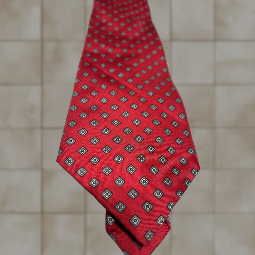 Stafford VINTAGE Stafford Tie 57 X 3.5 Silk Red Geometric USA Made Mens Tie Silk Red Abstract Christmas Preppy Classic Geometric Pattern US Made Mens Size ONE SIZE - 1 Thumbnail