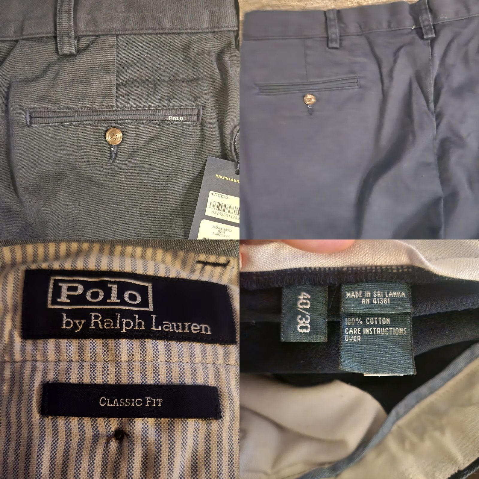 Polo Ralph Lauren Vintage Polo Ralph Lauren Pants 40x30 Navy Classic Pleated Chino New! Mens Size US L / EU 52-54 / 3 - 9 Thumbnail