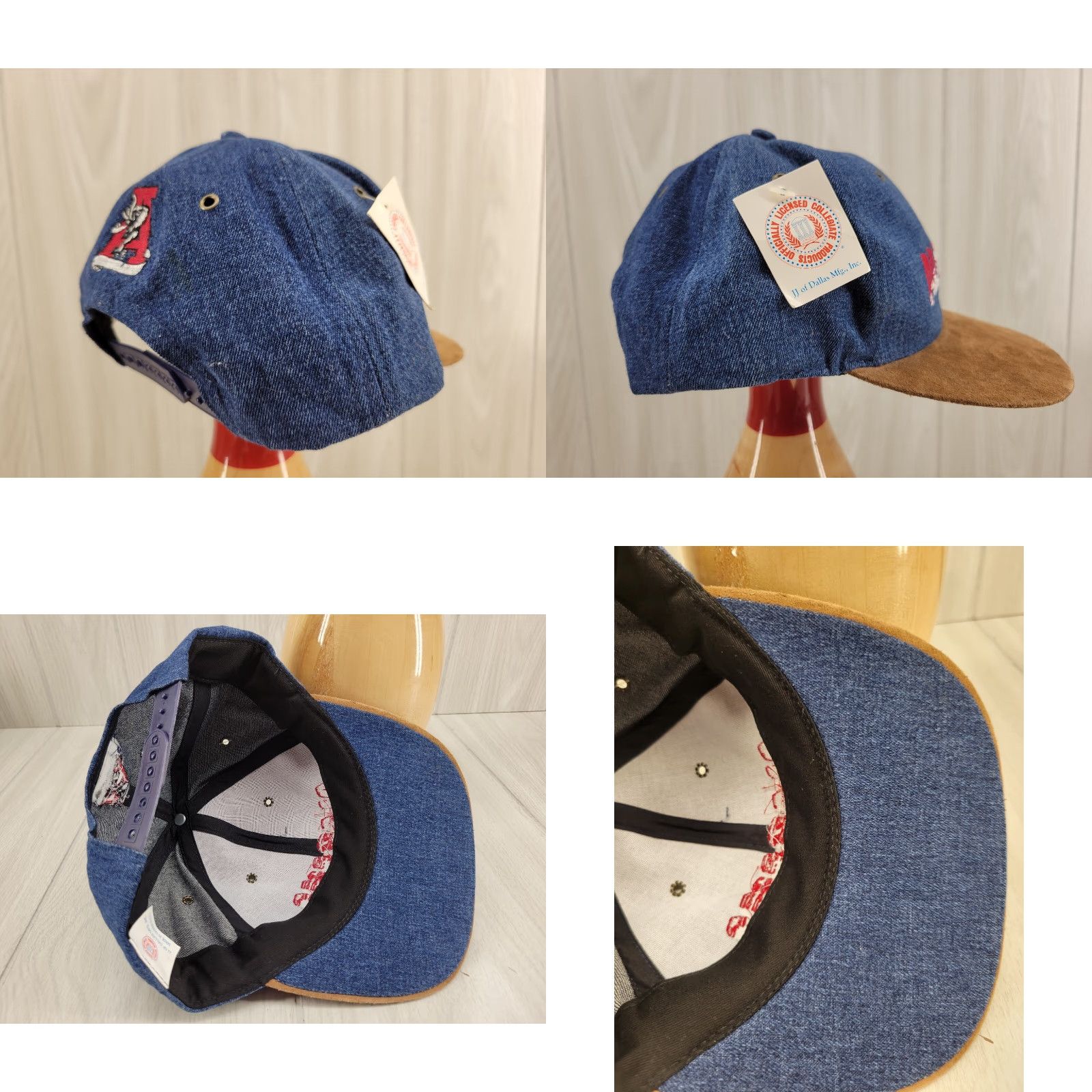 Denime VINTAGE Alabama Crimson Tide Hat Denim Suede JJ of Dallas Men One Size Blue Hat Size ONE SIZE - 8 Thumbnail