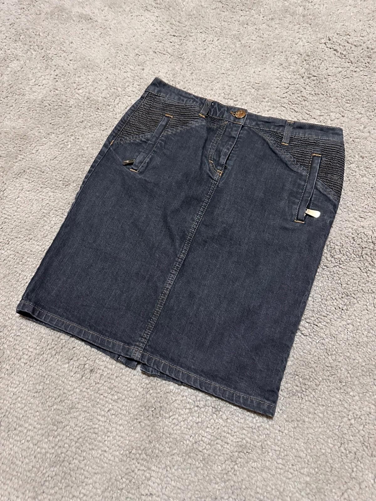 Versace Womens Versace Skirt Dark Blue Denim Sz 28/42 Size 30" / US 8 / IT 44 - 2 Thumbnail