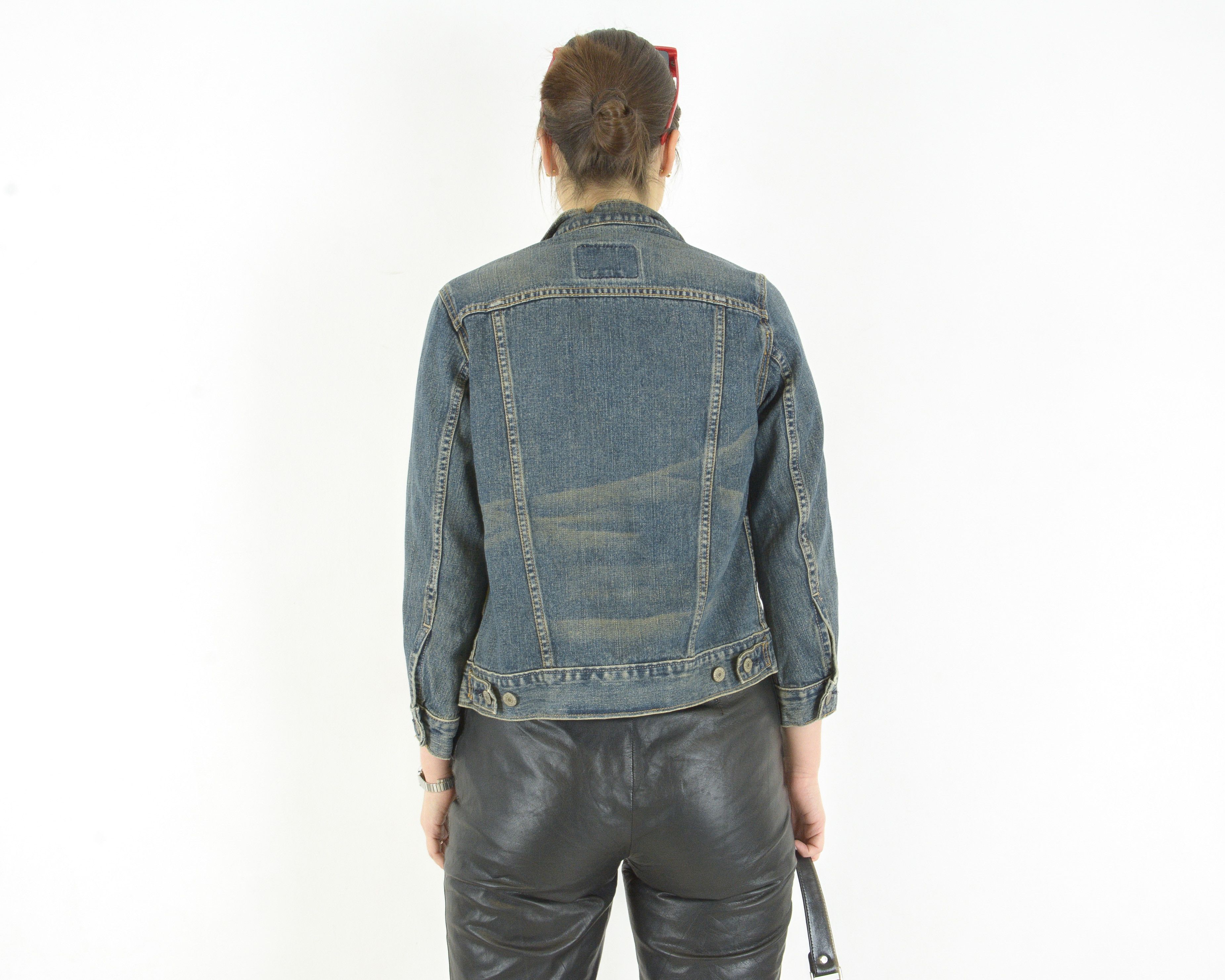 Levi's × Levi's Vintage Clothing × Vintage S Denim Jean Jacket Cropped Blue Button Up Trucker Cowboy Size S / US 4 / IT 40 - 4 Thumbnail