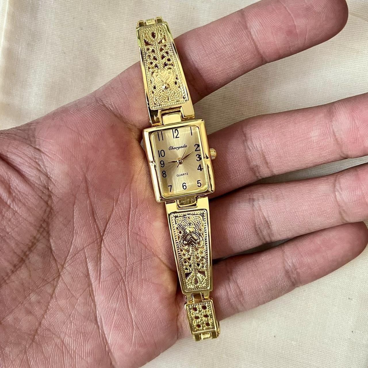Japanese Brand y2k gold rectangle stainless steel quartz luxury watch Size ONE SIZE - 1 Thumbnail