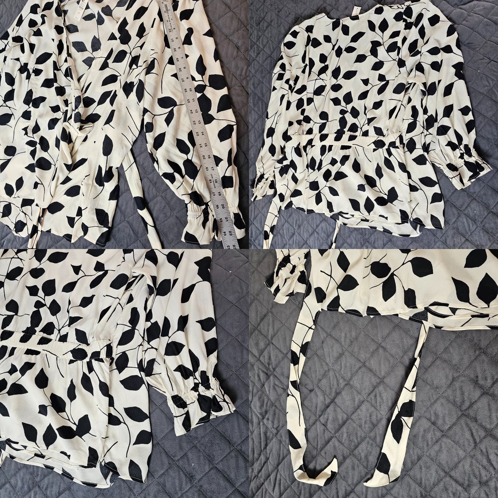 Talbots Talbots Blouse Shirt Plus 2X White Black V-Neck Button Ruffle Lightweight Long Sleeve Capable 100% Cotton Womens Modern Basic Size XXL / US 16-18 / IT 52-54 - 9 Thumbnail