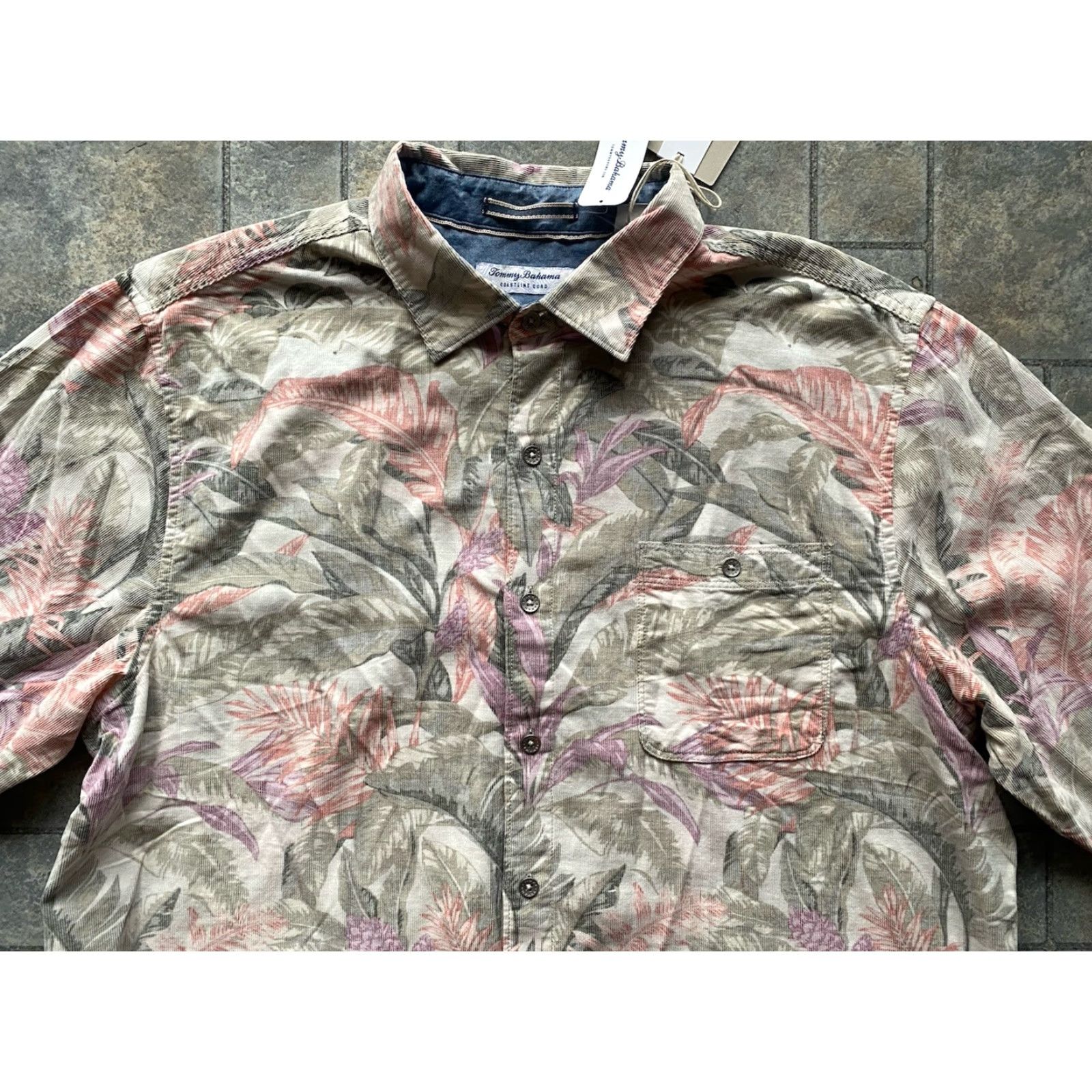 Tommy Bahama Tommy Bahama MENS XL Corduroy Button Up Shirt Coastline Cord Floral Pink NEW NWT Size US XL / EU 56 / 4 - 4 Thumbnail