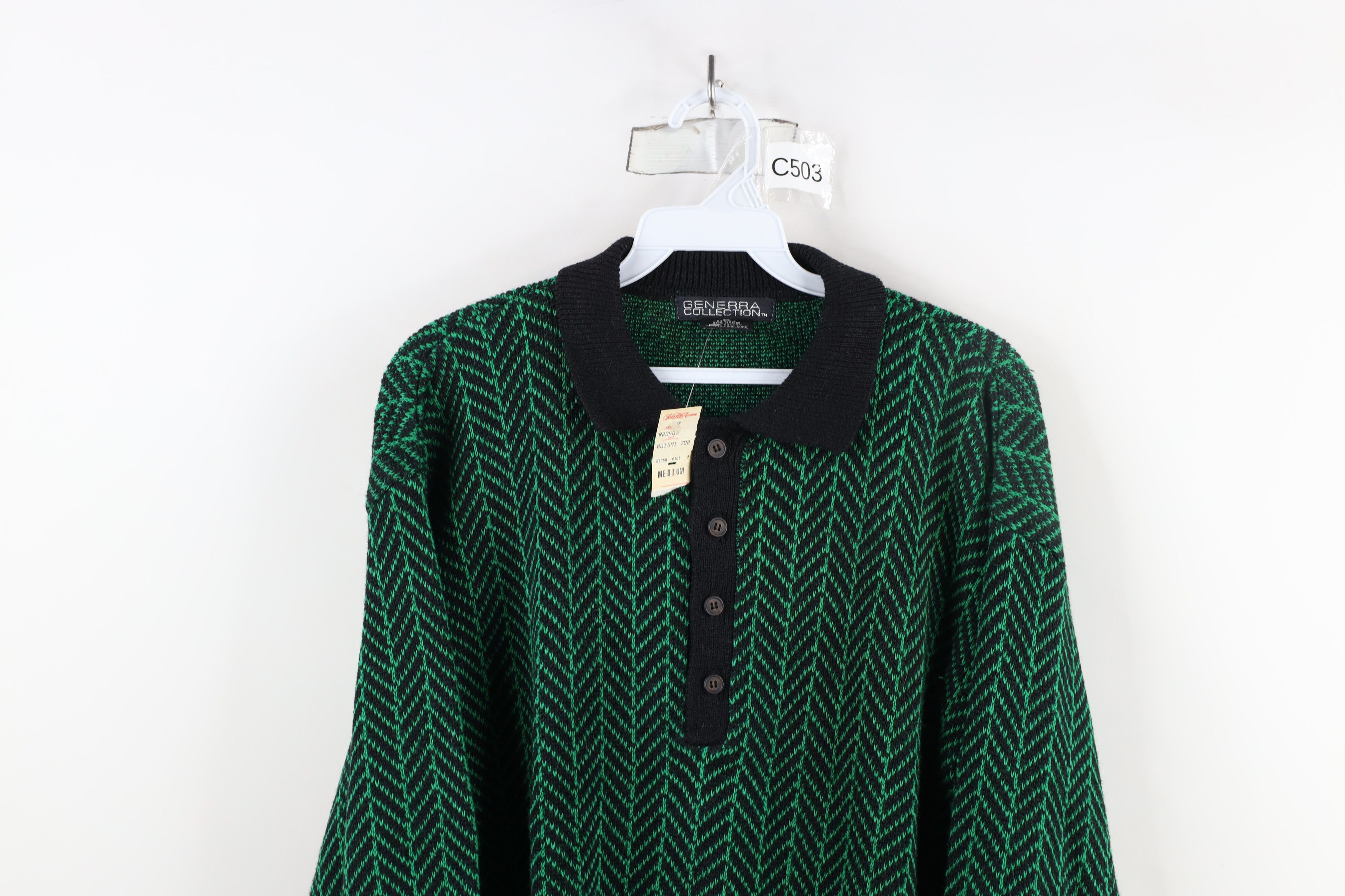 Vintage Deadstock Vintage 90s Streetwear Herringbone Knit Sweater Size US M / EU 48-50 / 2 - 2 Thumbnail