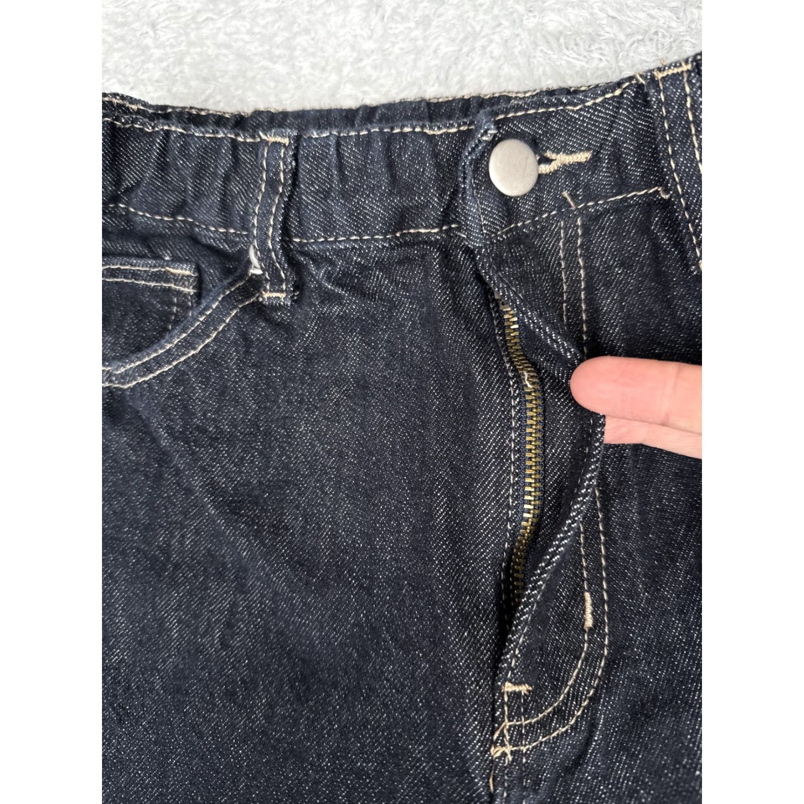 Vintage Womens Jeans 26x29 Blue High Rise Straight Elastic Waist Distressed Denim Dark Size 26" / US 2 / IT 38 - 5 Thumbnail