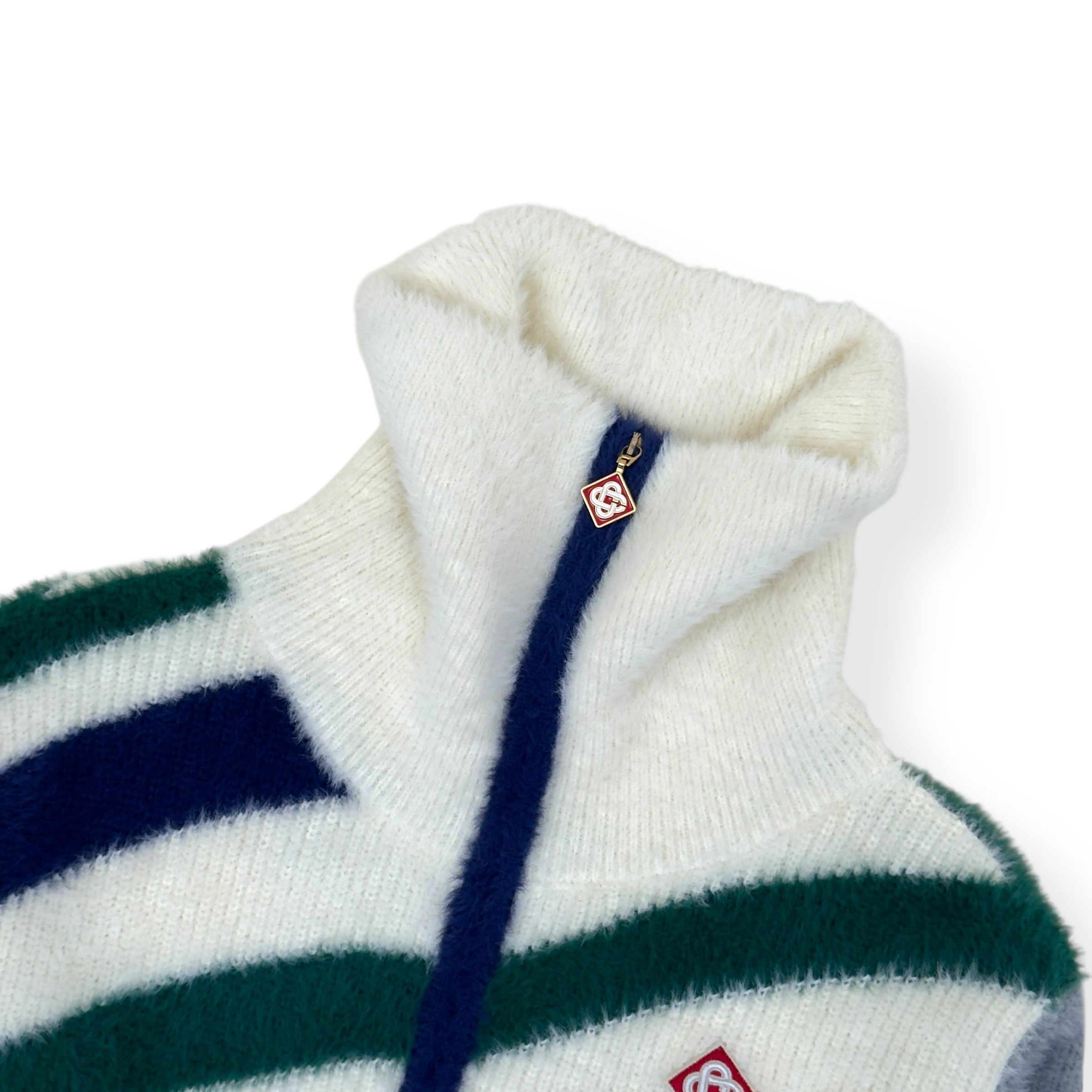 Casablanca CASABLANCA FURRY STRIPED ZIP-UP JUMPER WHITE M Size US M / EU 48-50 / 2 - 3 Thumbnail
