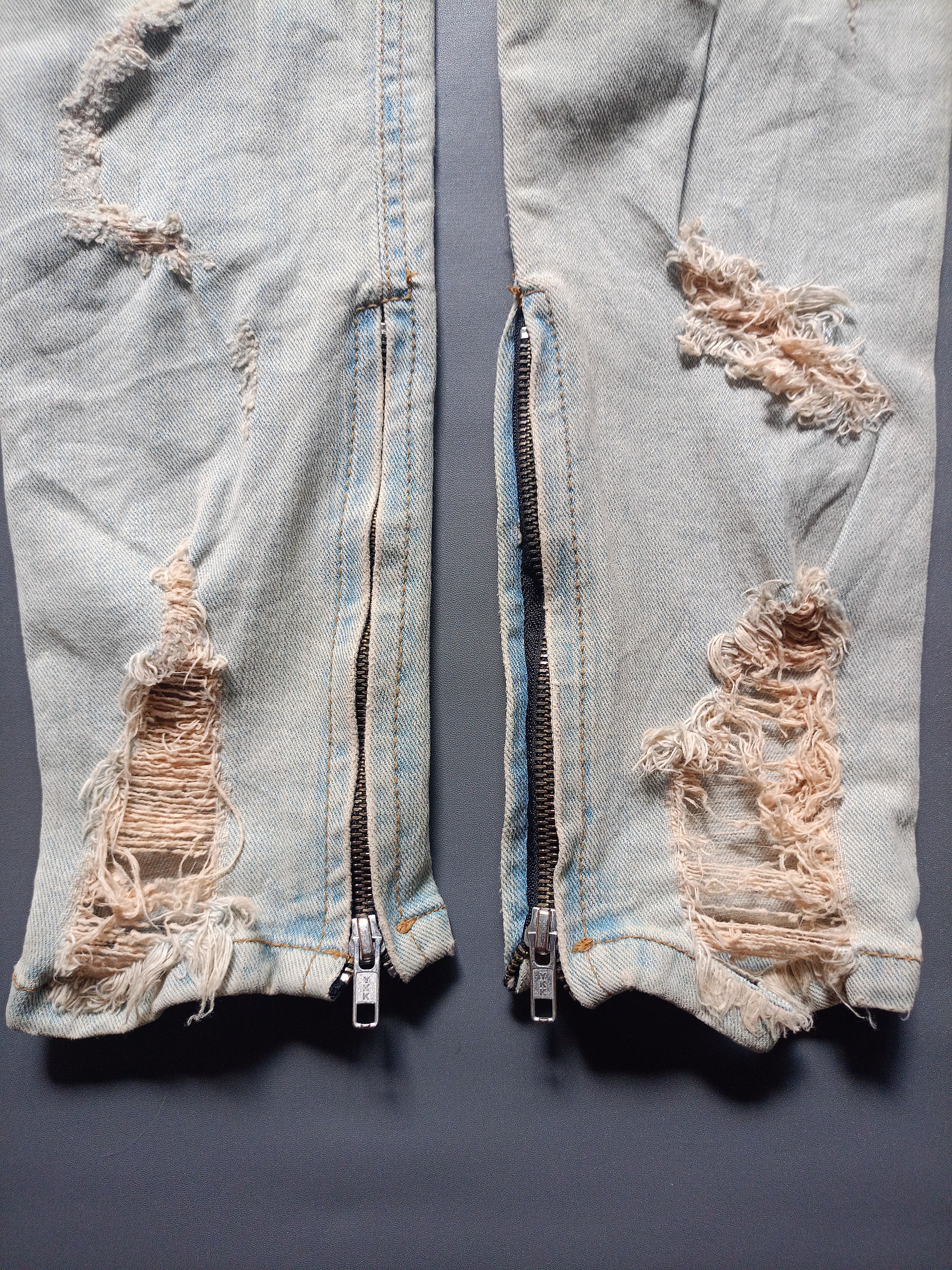Japanese Brand 2000s SACKY Distressed Skinny Pants Size US 30 / EU 46 - 3 Thumbnail
