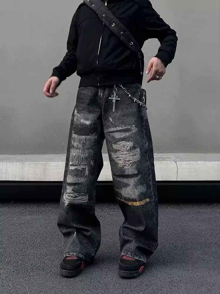 Designer × Japanese Brand × Vintage Washed Distressed Flared Baggy Loose Design Jeans Size US 32 / EU 48 - 6 Thumbnail