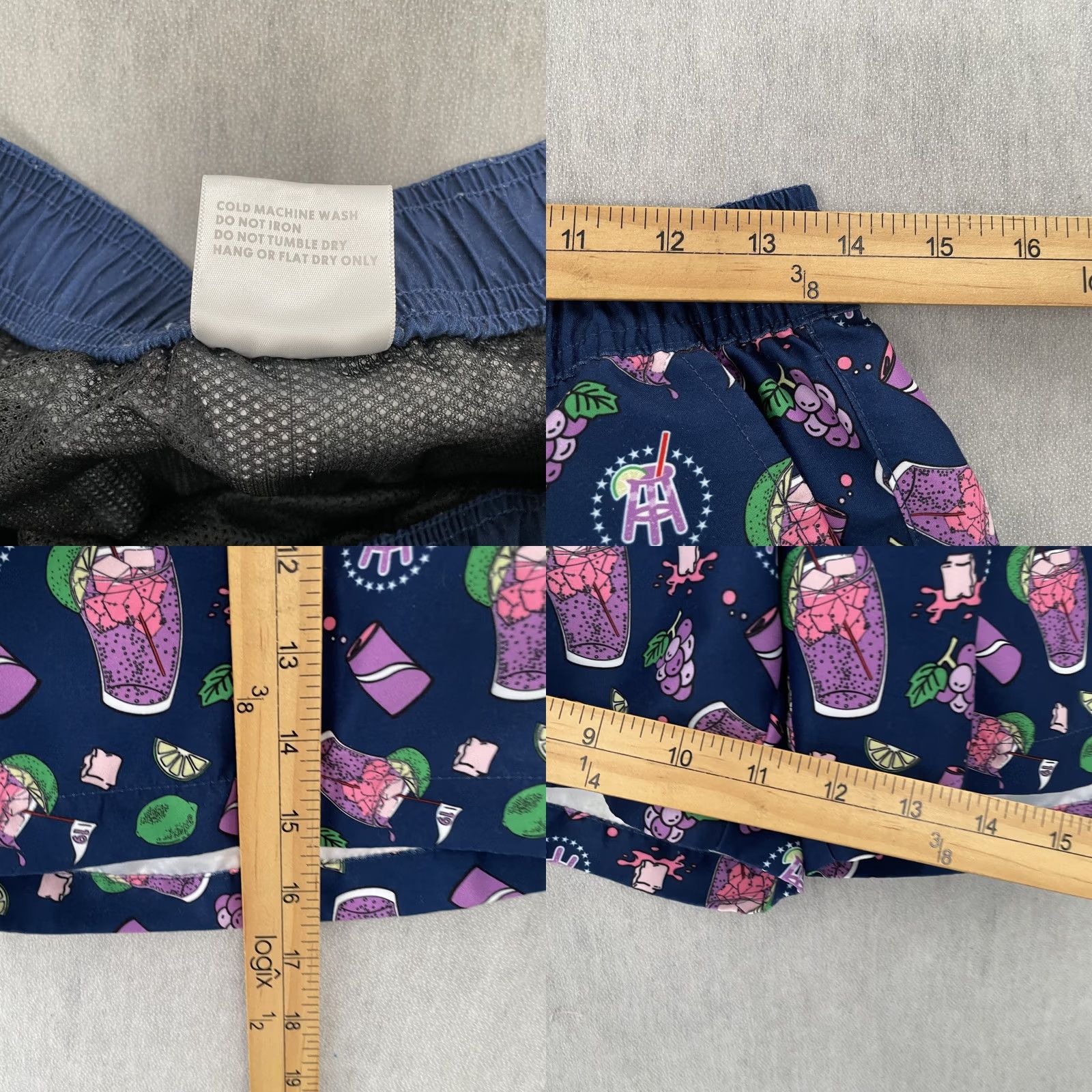 Vintage Barstool Sports Mens Adult Medium Blue Swim Trunks Drinks Print Lined M Size US 31 - 8 Thumbnail