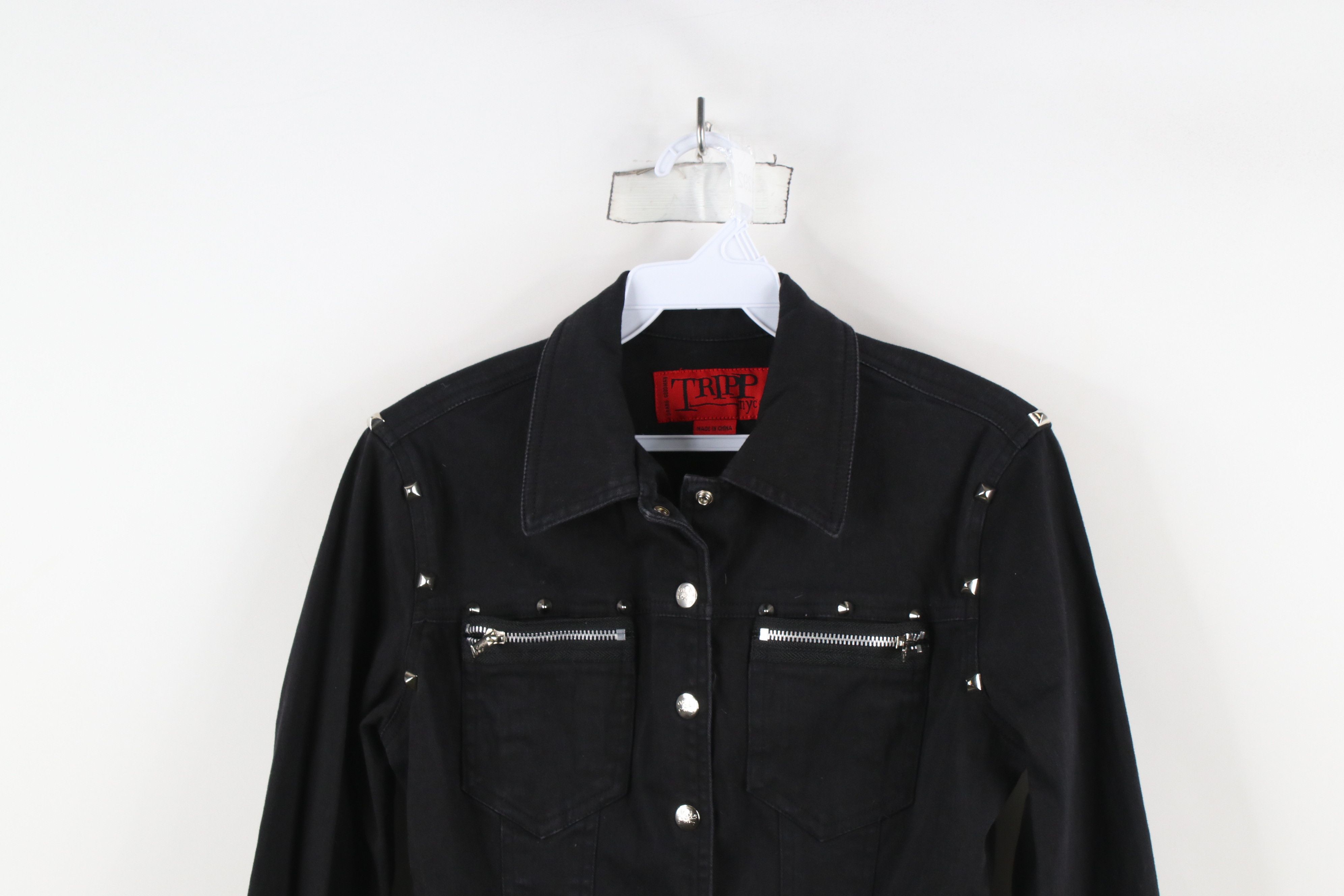 Vintage Vintage 90s Y2K Tripp NYC Gothic Rave Studded Denim Jacket Size M / US 6-8 / IT 42-44 - 2 Thumbnail