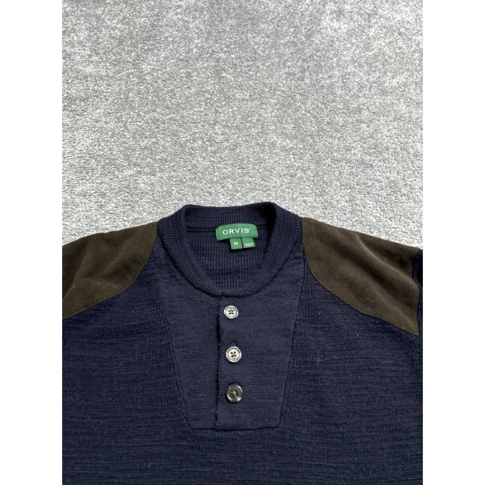 Orvis Orvis Women Sweater Knit Henley Crew Neck Wool Blue M Wool Henley SS Tight-Knit Ribbed Button Casual Holiday Winter Modern Classic Wool Size 32" / US 10 / IT 46 - 4 Thumbnail