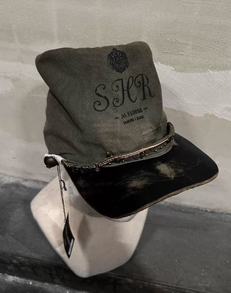 Share Spirit Homme Share Spirit Early Beaded Patchwork Leather Military Cap Size ONE SIZE - 2 Thumbnail