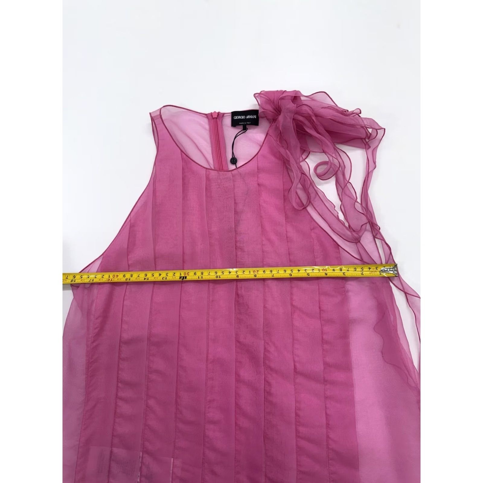Giorgio Armani GIORGIO ARMANI Magenta Silk Dress—Womens Sleeveless Knee-length 46, BNWT, Crew Neck, Solid, Formal, Italy, USA Size 46, Silk Size L / US 10 / IT 46 - 7 Thumbnail