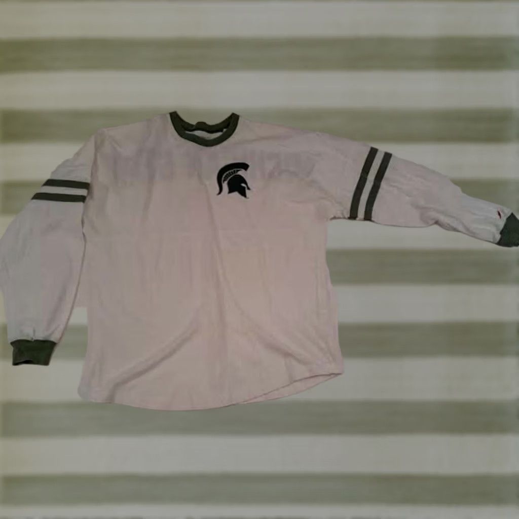 Vintage Michigan State Spartans Original League Jersey T-Shirt Medium Long Sleeve white&green Mens College Size US M / EU 48-50 / 2 - 1 Thumbnail