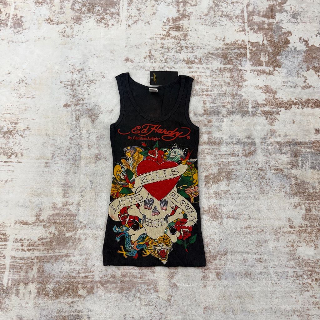 Ed Hardy 2000s Vintage Ed Hardy by Christian Audigier Tank Tops L Size L / US 10 / IT 46 - 1 Thumbnail