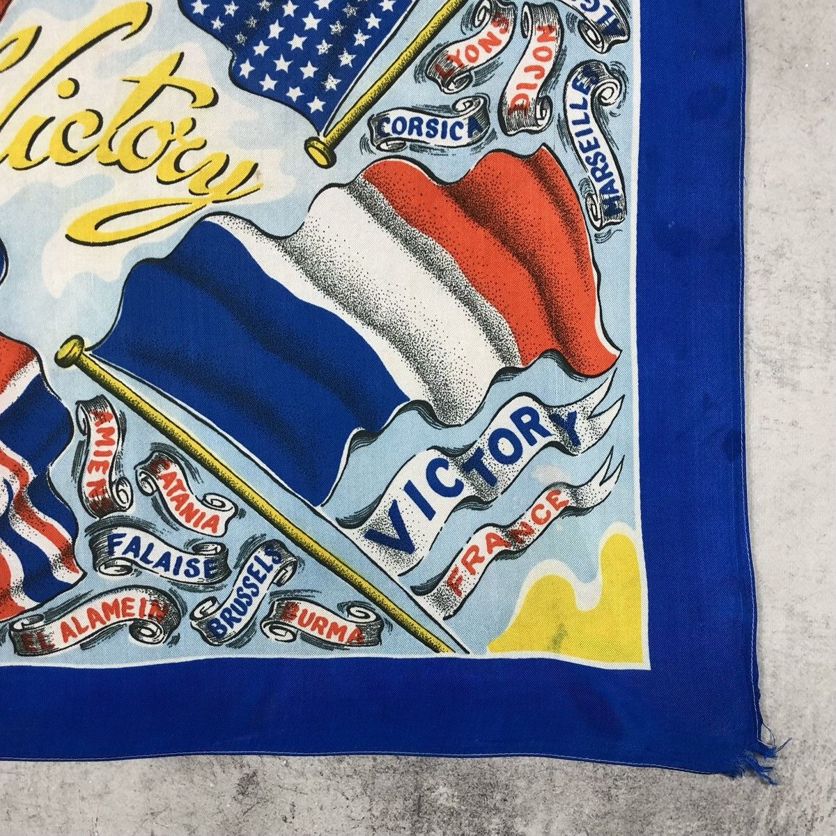 Vintage 1945 WWII Kiev Moscow USSR US UK France Victory Scarf Size ONE SIZE - 6 Thumbnail