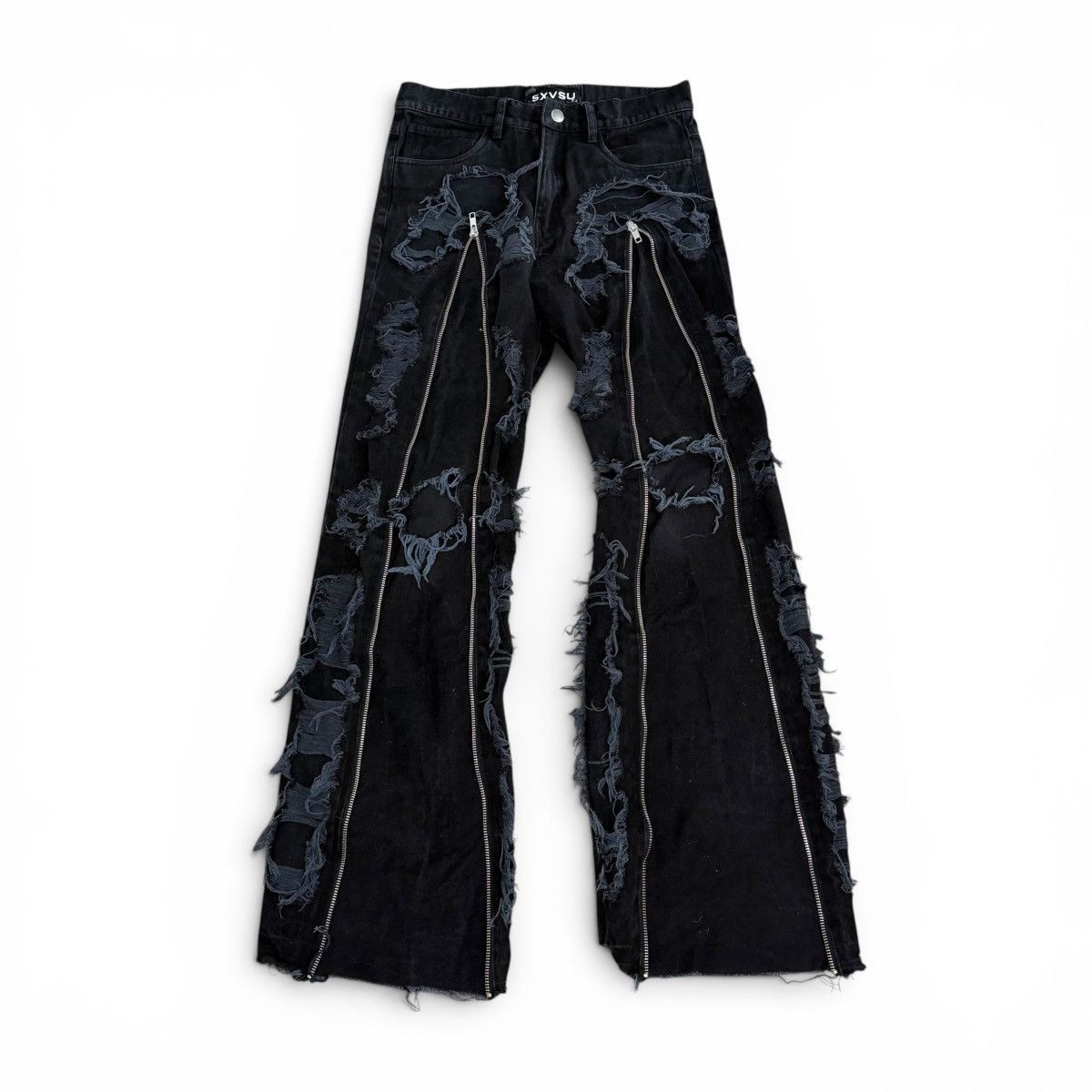 Other SXVSU Custom Distressed Zipped Black Denim Pants Size 28 Size US 28 / EU 44 - 1 Thumbnail