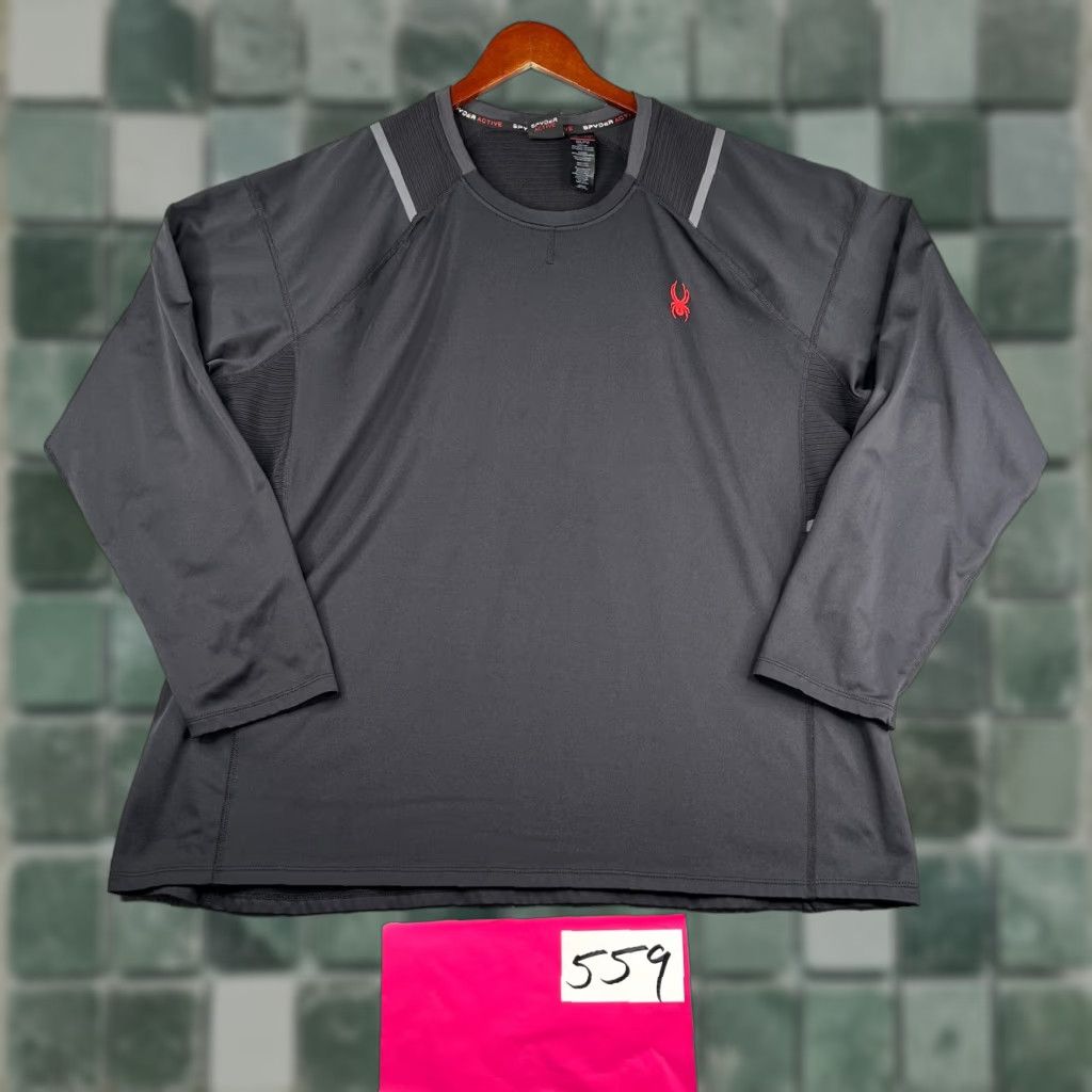 Spyder Spyder Shirt Active Long Sleeve Performance Gym 2XL Black Logo Mens Athletic Stretch Pullover Crew Neck Size US XXL / EU 58 / 5 - 1 Thumbnail