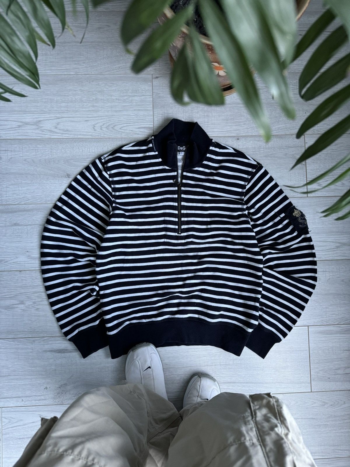 Dolce & Gabbana × Vintage Vintage Dolce & Gabbana 1/2 zip up sweater striped shirt Size US L / EU 52-54 / 3 - 1 Thumbnail