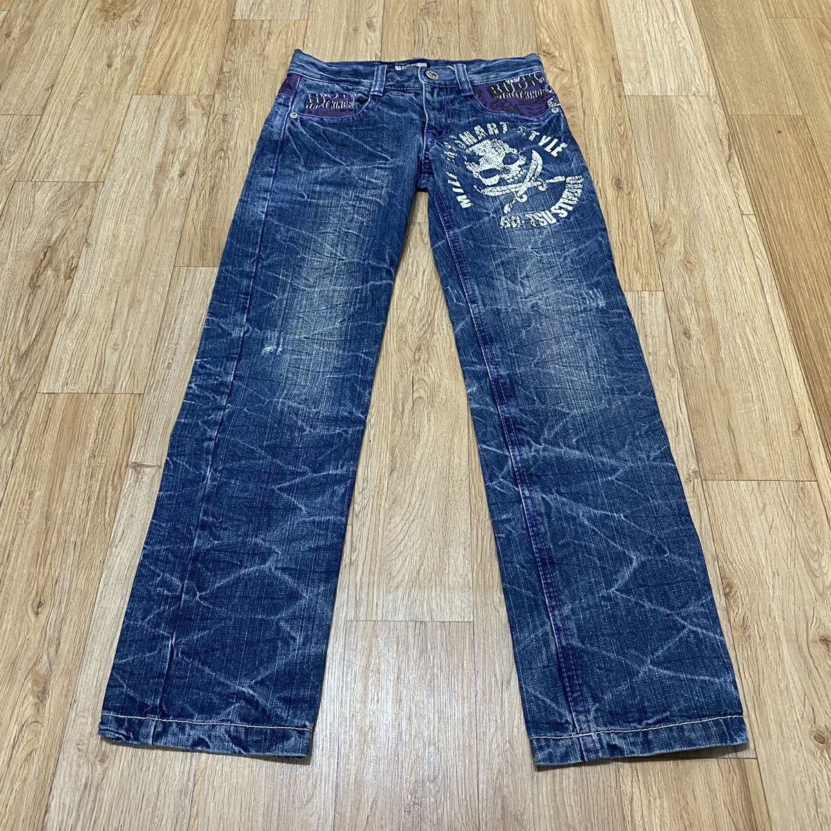 Hysteric Glamour 2000s Ba-Tsu Studio Boy Skul Denim Pants , Punk Style Size US 26 / EU 42 - 3 Thumbnail