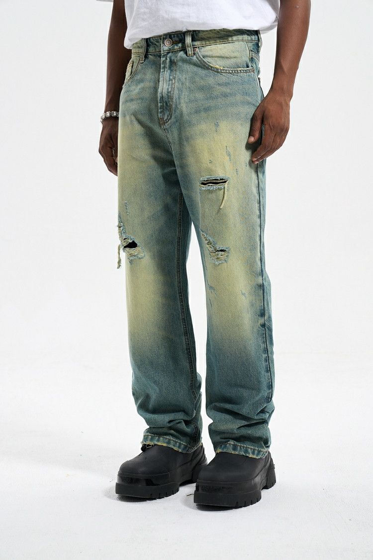 hiphop grunge y2k ripped damaged jeans