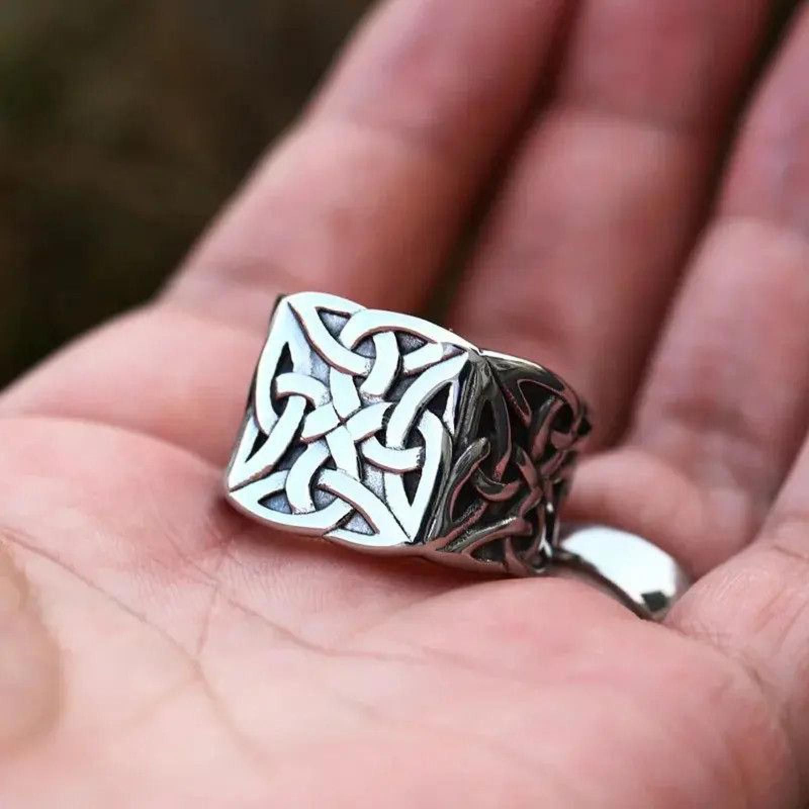 Jewelry Stainless Steel Classic Celtic Totem Square Ring Size ONE SIZE - 5 Thumbnail
