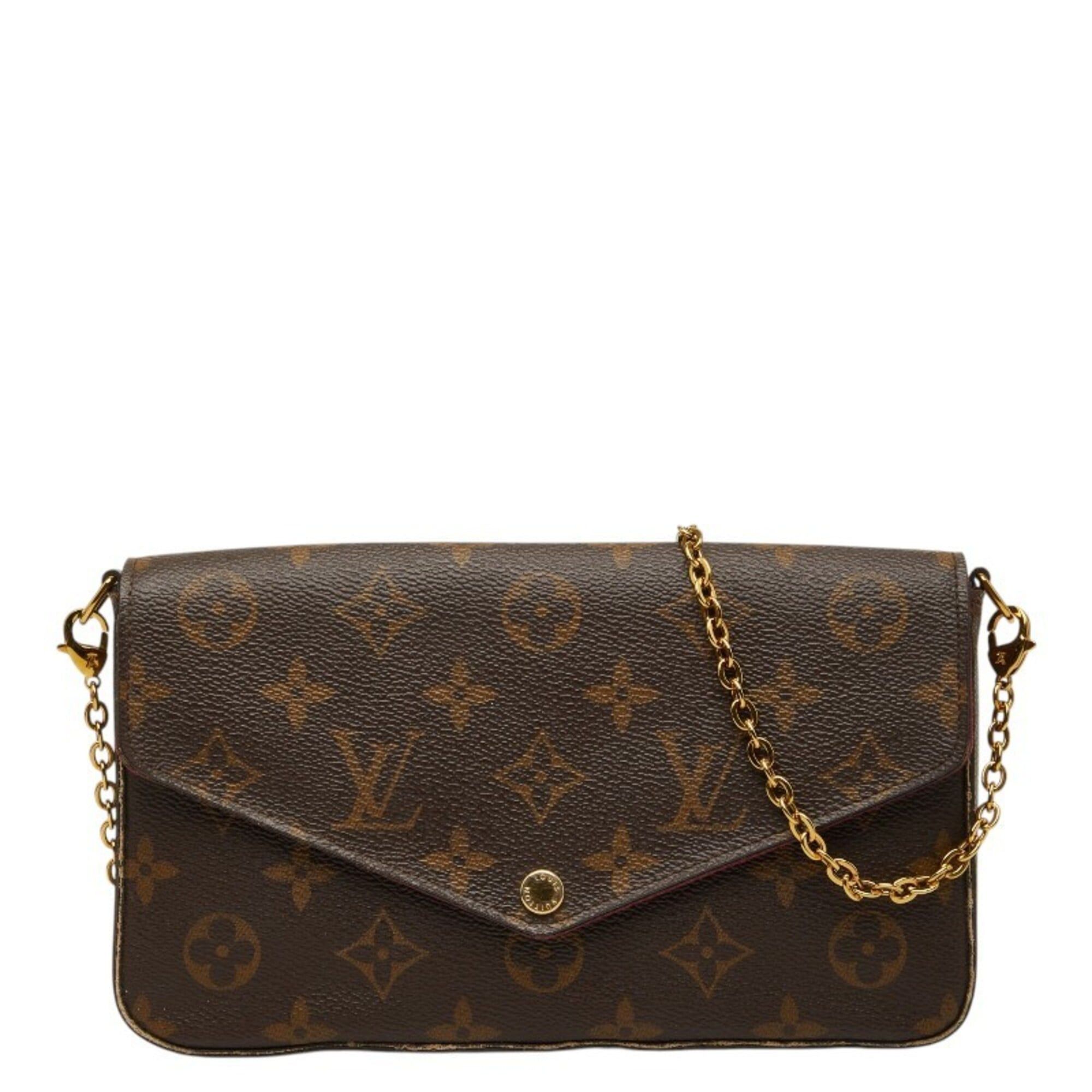 Louis Vuitton Louis Vuitton Monogram Pochette Felicie Chain Shoulder Bag Wallet M61276 Brown Fuchsia Leather Women's LOUIS VUITTON Size ONE SIZE - 1 Thumbnail