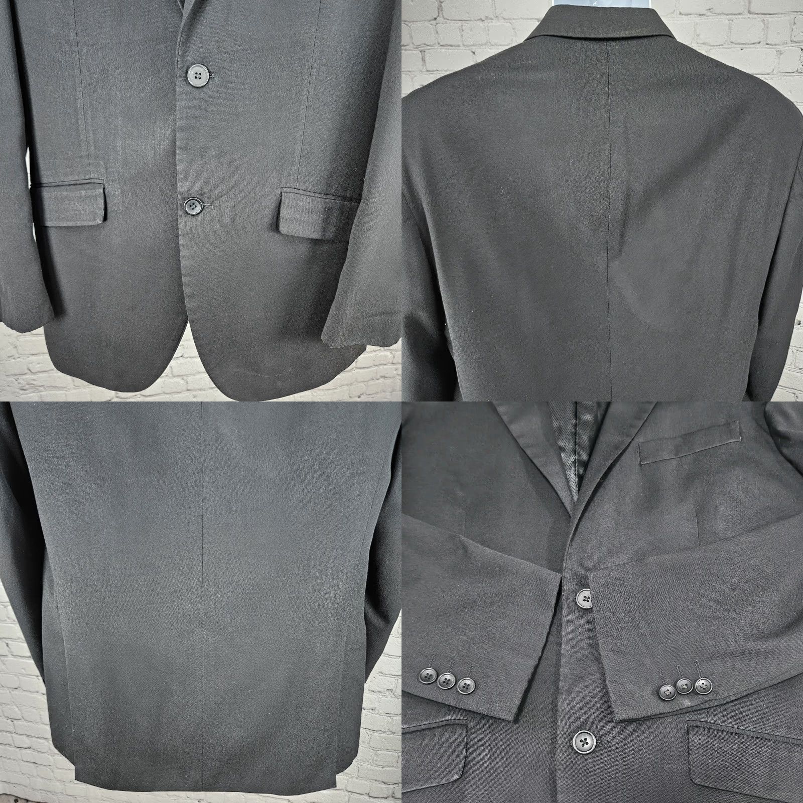 Doublet Structure Black 2 Button Double Vented Notch Blazer Sport Coat Suit Jacket 40R Mens Blazer Size 40R - 8 Thumbnail