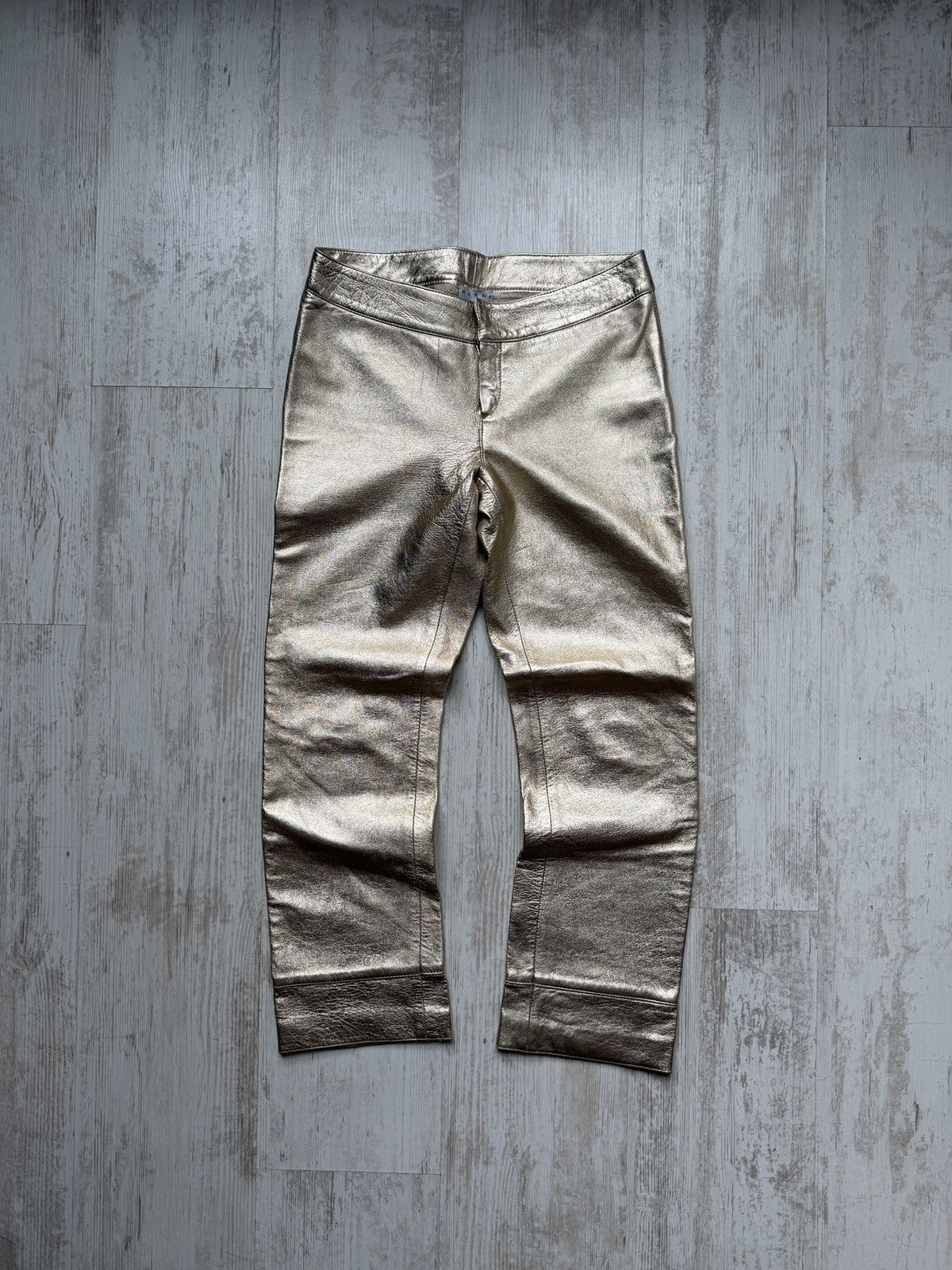Marni MARNI Gold Metallic Leather Straight Trousers IT 38 Luxury Size 26" / US 2 / IT 38 - 1 Thumbnail