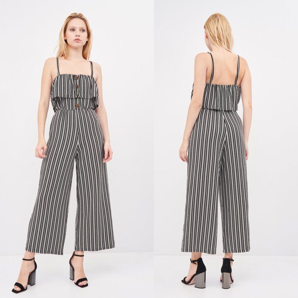 Pull & Bear Pull & Bear Black White Jumpsuit Made in Portugal Size S Size 27" / US 4 / IT 40 - 1 Thumbnail