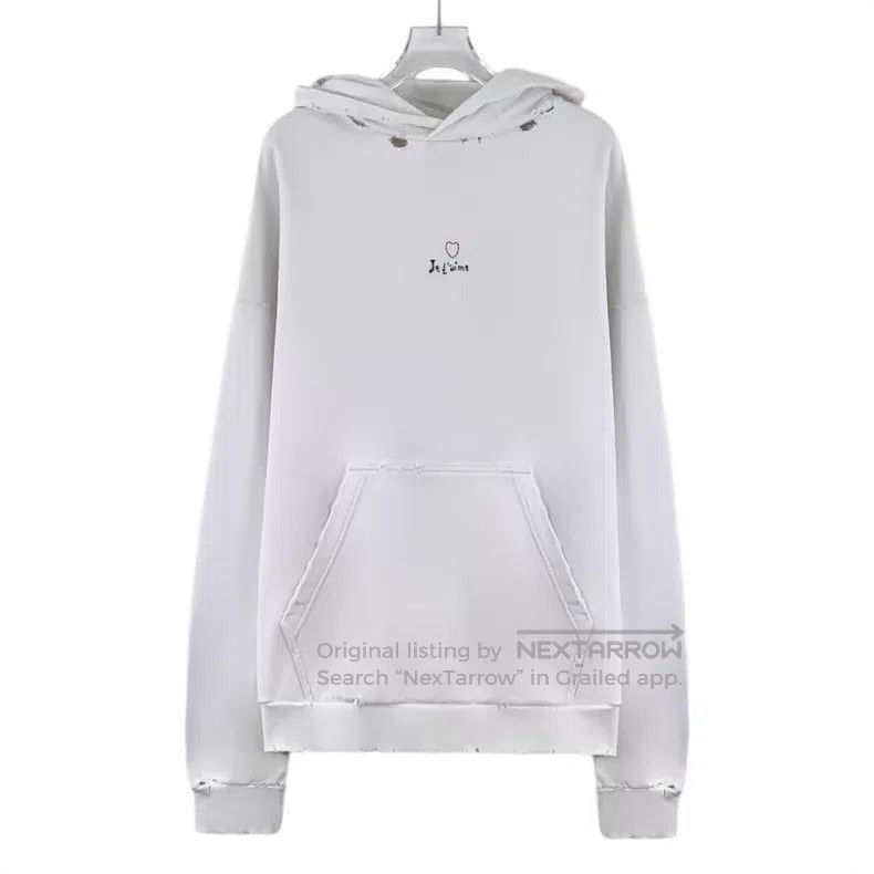 Balenciaga Balenciaga White Ripped Design Cotton Hooded Long Sleeve S Size US XS / EU 42 / 0 - 1 Thumbnail