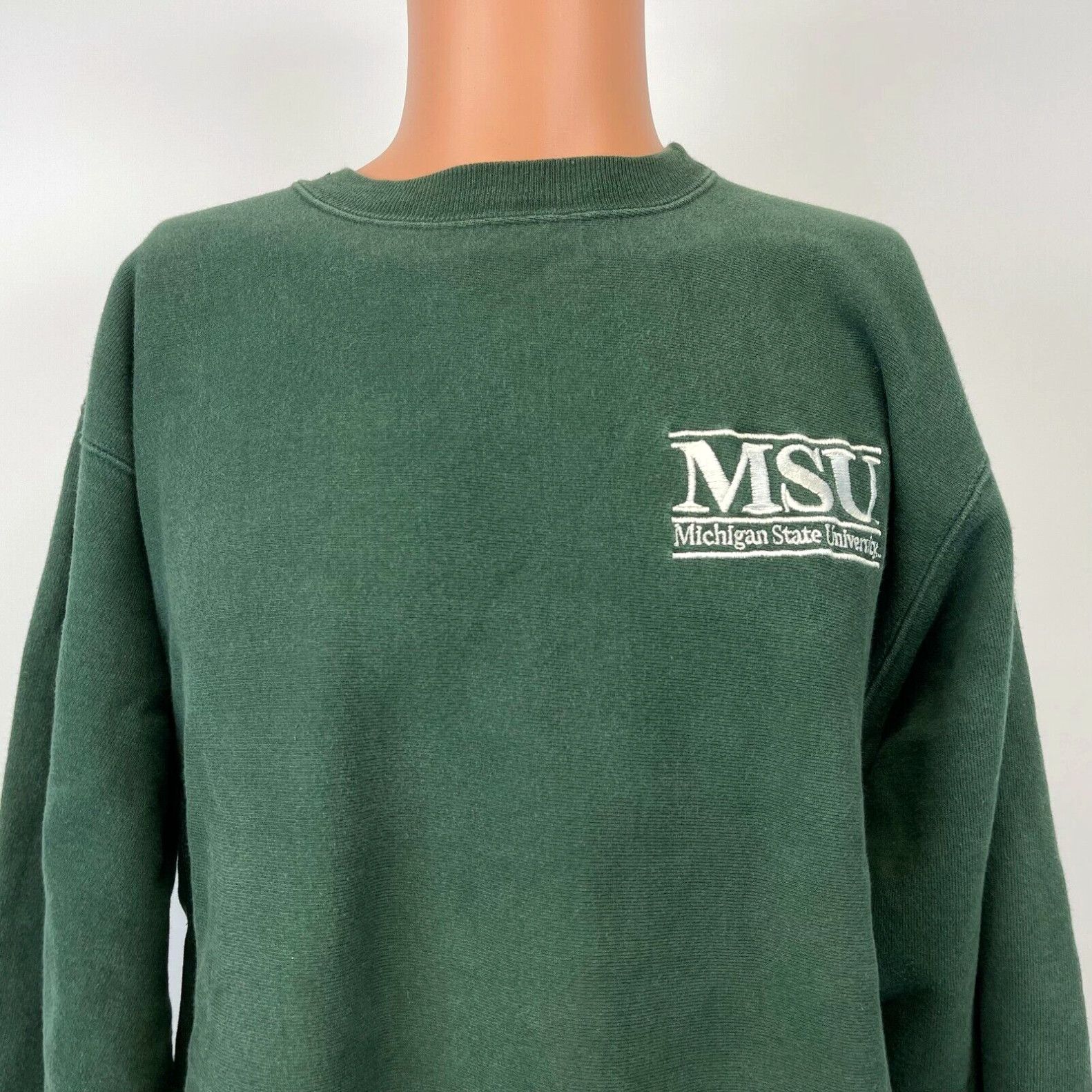 image of Champion Michigan State University Reverse Weave Crewneck Sweatshirt VTG 90's XL in White, Men's