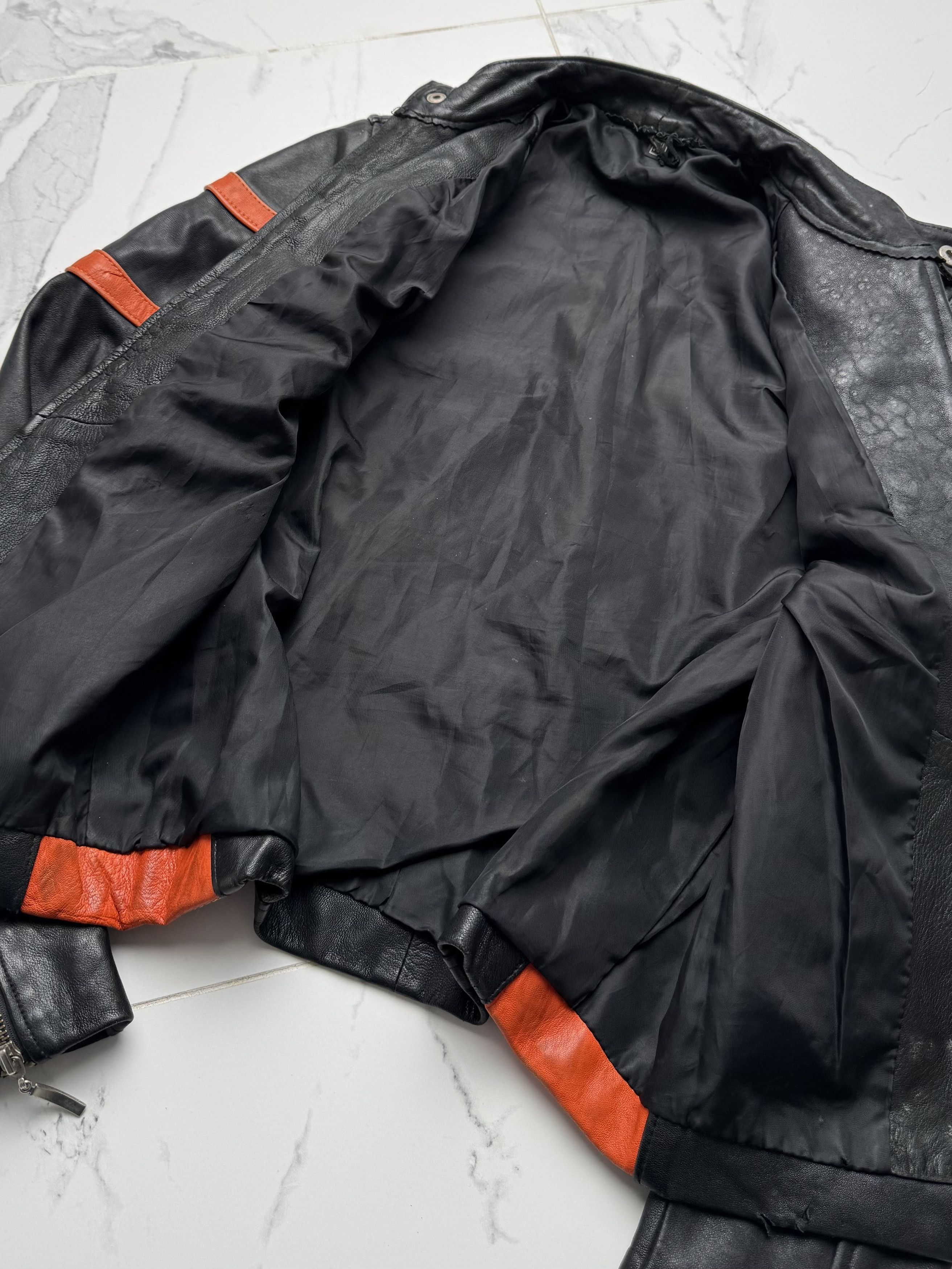 Vintage Y2K Leather Jacket Womens Orange Biker Zip Up Moto Style Size M / US 6-8 / IT 42-44 - 12 Thumbnail